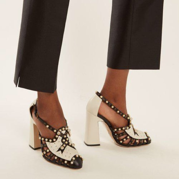 NWT Gucci Tracy 100mm Pearl Studded Pump sz 38 - Picture 4 of 8